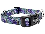 DoggyRide Fashion Dog Collar, 10 by 15-Inch, Van Gogh Irises, Green/Purple