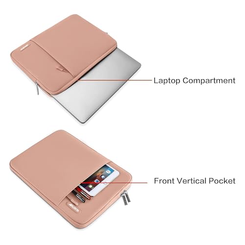 Image of MOSISO Laptop Case 15 inch, 15 inch Laptop Sleeve Compatible with MacBook Air M5 A3448 M4 A3241 M3 A3114 M2 A2941 2026-2023, Dell XPS, Polyester Vertical Computer Sleeve Bag with Pocket, Salmon Pink
