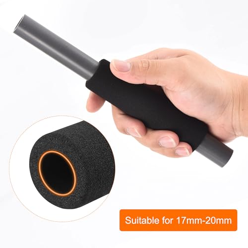 sourcing map 2 Stück Schaumstoff Griff Rohr rutschfester Handgriff Fitness Werkzeug 17mm Innendmr. 5mm Wanddicke 116mm Länge schwarz