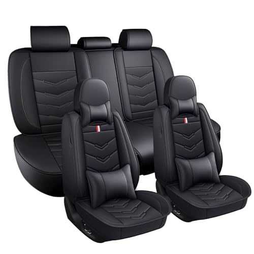 Image of Car Seat Covers Fit for GMC Terrain 2010-2026, Leather Seat Covers for Car, Waterproof Non-Slip Durable Car Seat Protector(5 Seats with Pillow,Black)
