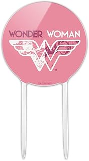 Acrylic Wonder Woman 80th Pink Logo Cake Topper Party Decoration for Wedding Anniversary Birthday Graduation