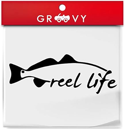 Amazon 釣り ステッカー Reel Life ルアー リール ロッド ライン シール かっこいい 防水 9 ブラック ステッカー デカール 車 バイク