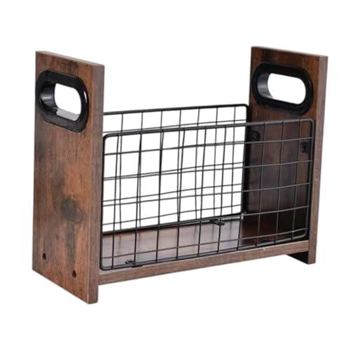 getuse Revistero de madera con marco de metal, organizador de periódicos de pie para el hogar, oficina, hotel, cafetería - imagen 3