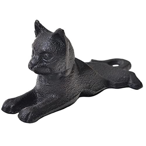 Butoir de porte de securite en fonte patinee chat decoratif mural