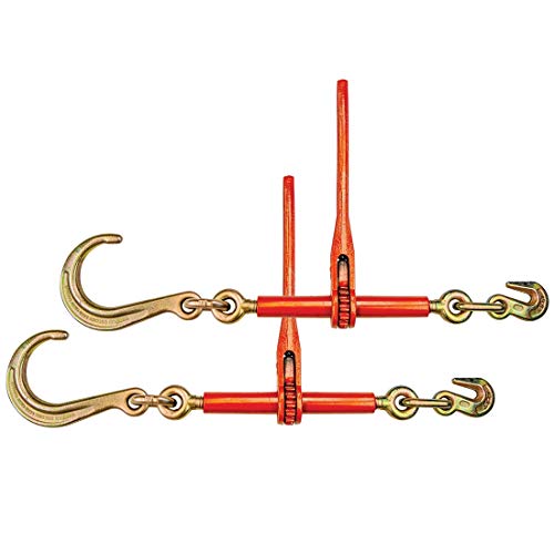 Image of VULCAN Ratchet Binder with Towing J Hook - 2 Pack - 5,400 Pound Safe Working Load (Works with 5 /16 Inch or 3 /8 Inch Chain)