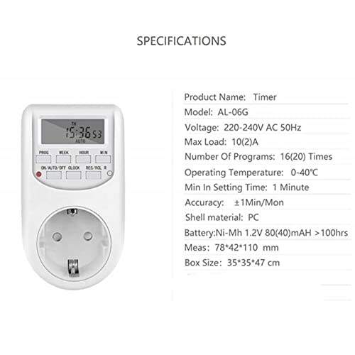 Interrupteur de minuterie numérique programmable 12/24 heure UE - 4
