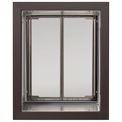 PlexiDor Performance Pet Doors for Dogs and Cats - Wall Mount Dog Door with Lock and Key - Bronze, Large Size