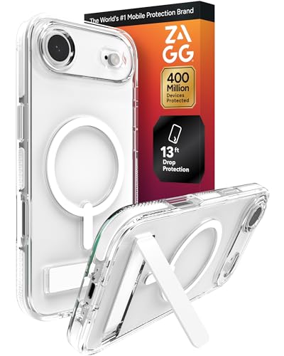 Image of ZAGG Santa Cruz Snap Case with Kickstand for iPhone Air - White, Drop Protection (13ft /4m), MagSafe Charging Compatible, ClearGuard Anti-Yellowing Technology, Scratch Resistant Phone Case