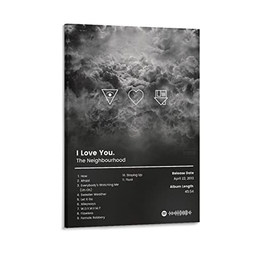 Toile The Neighbourhood I Love You 5 habillage grand mur vide salon cadre 60x90cm