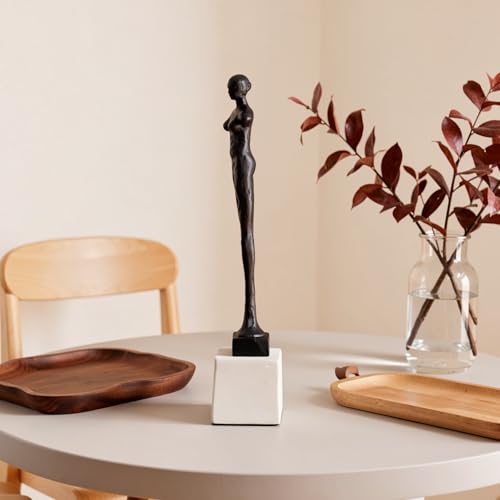 Escultura Abstracta de Hombre y Mujer estilo Giacometti con Base de Mármol miniatura 3