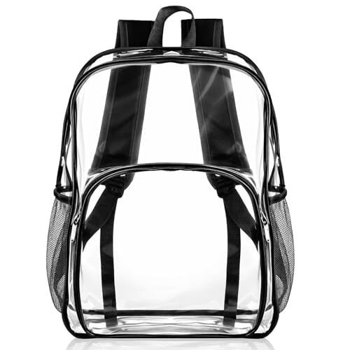 Image of Amylove 1 Pcs Clear Backpack for Stadium Events Heavy Duty PVC Transparent Bookbag for College Workplace Security(17 Inches, Black)