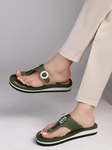 Image of Duosoft Flip Flop for Women | Soft Comfortable | Breathable | Fashionable | Stylish | Trendy | Super soft | Lightweight | Anti-Slip Sole | Indoor & Outdoor |DW-34-Brown