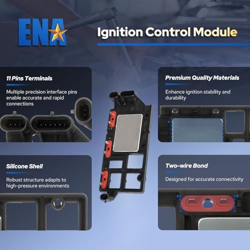 ENA 3 Ignition Coil Pack and 1 Ignition Control Module Compatible with Chevy Pontiac Buick Oldsmobile Impala Malibu Grand Prix Century Regal Alero 98 99 2.8L 3.1L 3.4L V6 Replacement for DR39 LX346 by ENA - Used condition - Image 5