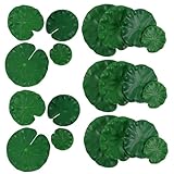 VILLCASE 26 Piezas Artificiales Flotantes para Estanques Accesorios Decorativos para Acuarios y Piscinas Verdes para Peces y Jardines Acuáticos