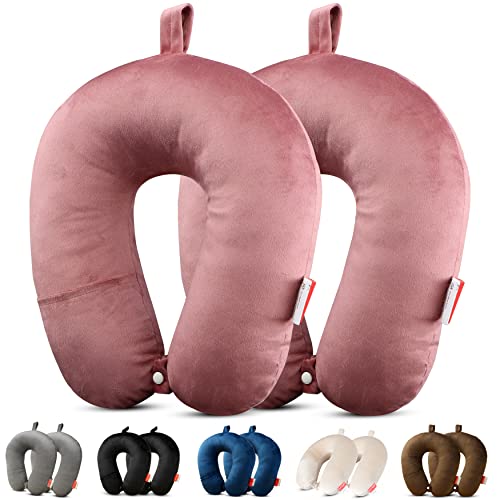 Image of Trajectory Supercomfy Rose Neck Pillow Rest Cushion(Pack of 2) for Travel in Flight car Train Airplane with 2 Years Warranty for Sleeping for Men and Women