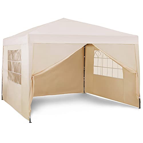 VonHaus Pop Up Gazebo 3 x 3m – Outdoor Garden Marquee Shelter Canopy with Removable Sides, Storage Bag, Leg Weight Bags, Pegs & Cords – Waterproof, Heavy Duty Steel Frame, Easy No Tool Assembly