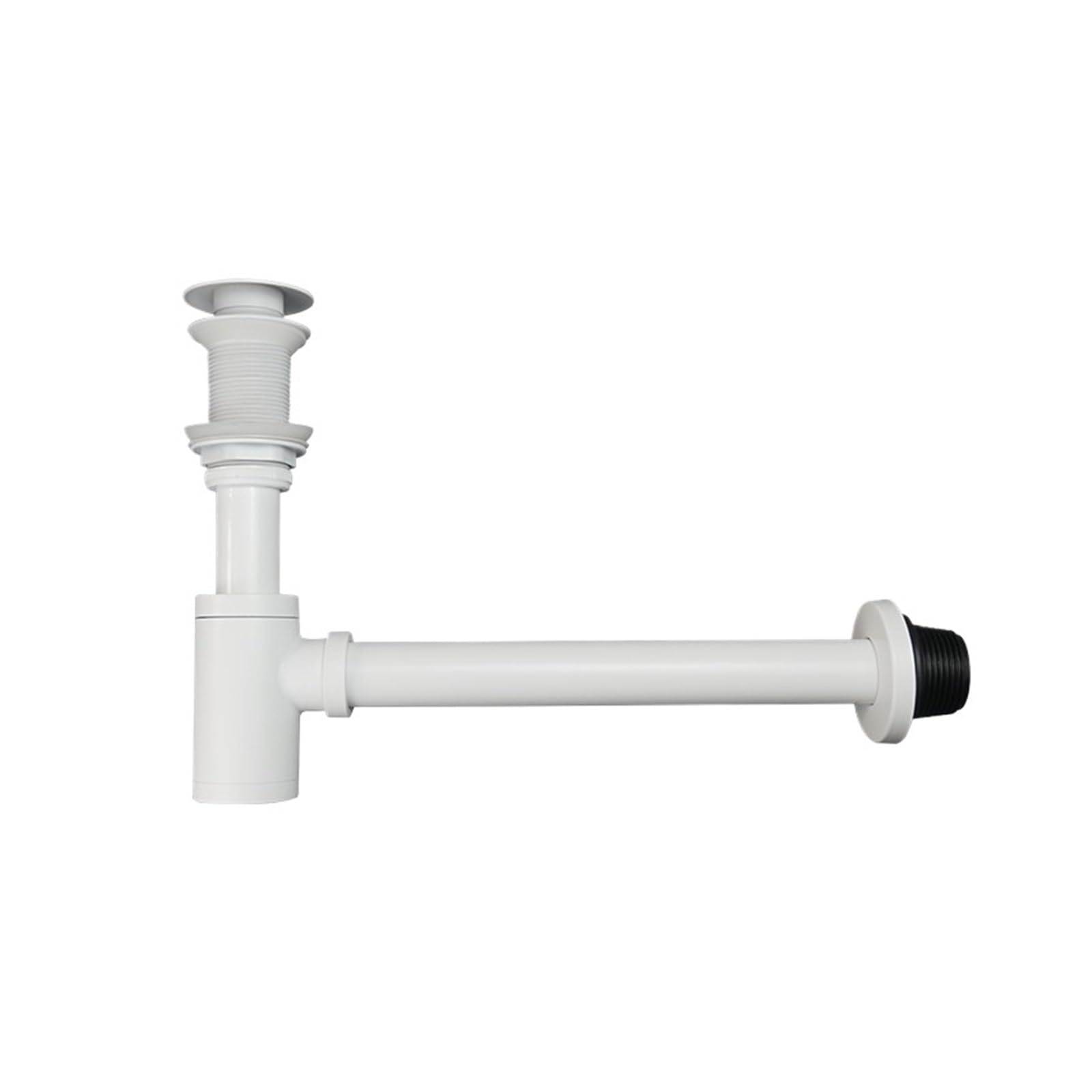 P Type Trap Bathroom Brass Round Bottle Siphon Trap Lavatory Basin Waste Stopper Drain P-Trap Washbasin Sink Pop up for Home(White No Hole)