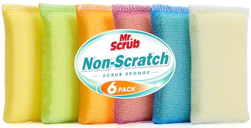 Image of Sponges Kitchen Scrub Dish Sponge Scouring Pad, 6 Pack Cleaning Brush Dishwasher Soap Supplies, Dishwashing Dinnerware Towels Sink Pan Pot Cloth Rags Holder Bathroom Bathtub (Multi Color)