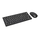 Bewinner Russisches Tastatur-Maus-Set, 78 Tasten, 2,4-GHz-Funktastatur und -Maus-Kombination mit Spritzwassergeschütztem Design und Ergonomischer Neigung, für PC und Laptop