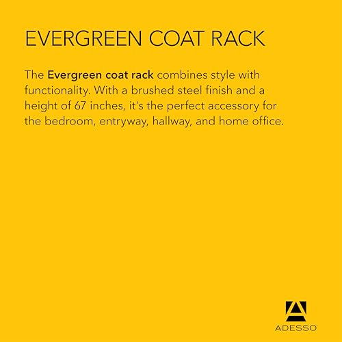 Adesso Evergreen Coat Rack with Brushed Steel Finish – Space-Saving Entryway Organizer Perfect for Coats, Bags, Purses and Hats – 6 Hooks, 67" Tall by Adesso - Image 7