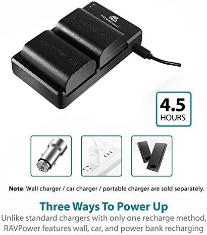 Homesuit LP-E6 LP-E6N Battery Charger Compatible with Canon EOS R6 R5 R, 90D 80D 70D 60D 60DA, 6D 6D Mark II, 5D Mark II/III/IV, 5DS R, 7D 7D Mark II, BMPCC 4K/6K(2-Pack 2200mAh)