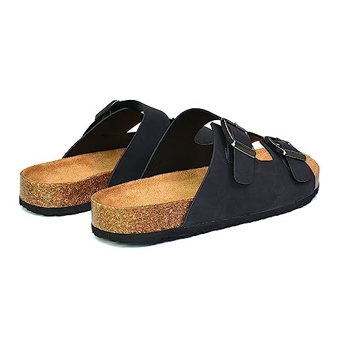 ESSEX GLAM Womens Double Buckle Strap Flat Slider Ladies Casual Holiday Flip Flop Strappy Black Sandals Size 5 - Image 2
