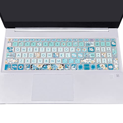 Wslucko Silicone Keyboard Cover Skin For 15.6 Hp Pavilion & Hp Laptop 15-Eg 15T-Eg 15-Eh 15-Er Model Series, Hp Laptop 17 17-Cn 17-Cp 17Z-Cp Model Series ,Peony #TOP5