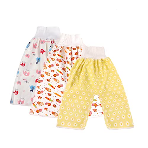 [スリーマッシュルーム] おねしょ ズボン おねしょ対策 ズボンタイプ 寝冷え対策 腹巻付 おねしょケット サイズ調整 防水 通気 ウエスト 50～60cm 長さ55cm 3-5歳 (3枚セット)