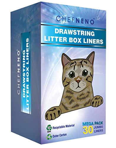 30-Pack Cat Litter Box Liners with Drawstring, 39" x 17" | 2 Mil Thickness for Maximum Protection | Scratch-Resistant Litter Tray Liner Bags