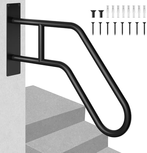 Handrails for Outdoor Steps, Wall Mount Metal Hand Rail 1-3 Steps...