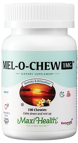 Chewable Melatonin, Kosher Berry Flavor, 1mg Melatonin for Adults or Teens, Natural Aid for Adults, Melatonin Chewables Alternative to Melatonin Gummies Higher 1 mg Dose, Maxi Health (100 Count)