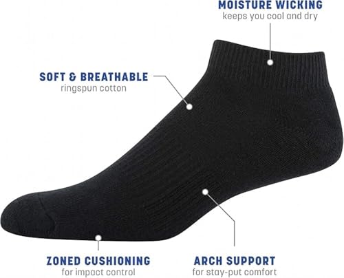 ENCIGER® Men’s Ankle Socks 4 Pairs - Low Cut Cotton & Spandex Cushioned Breathable Socks (Size 10 to 13, 4 Black)3
