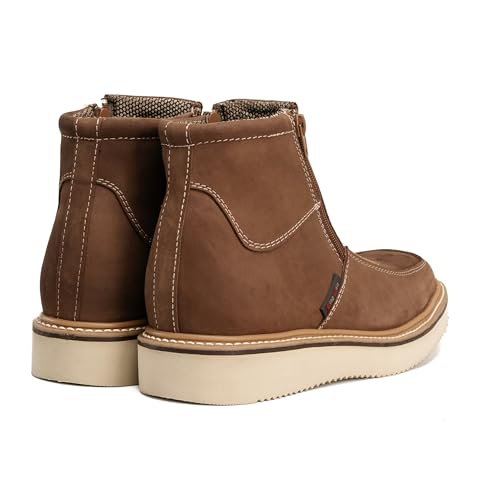 Country Flex Genuine Leather Dual Zipper Work Short Boot Soft Toe Pin Stripe Wedge Sole4