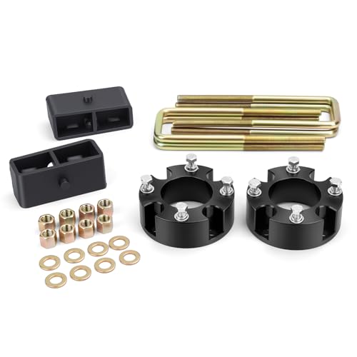 KSP 3"F+2"R Tundra Lift Kits, 3in Front Lift Spacer and 2in Rear Lift Block With Extended U Bolts Compatible With Toyota Tundra 2WD 4WD 2007-2021, Full Set Aluminum&Carbon Steel Leveling Lift Kits