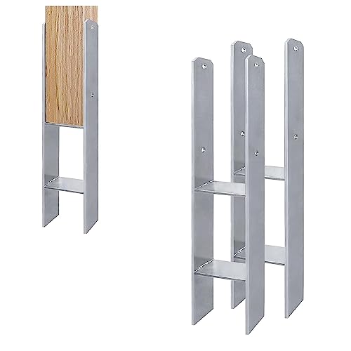 YARDIN 4 soportes para postes de 81 mm en H, galvanizados en caliente, anclajes en H, postes de madera, ancla, 600 mm de longitud, soporte para vallas, postes de vallas de 6 mm de grosor