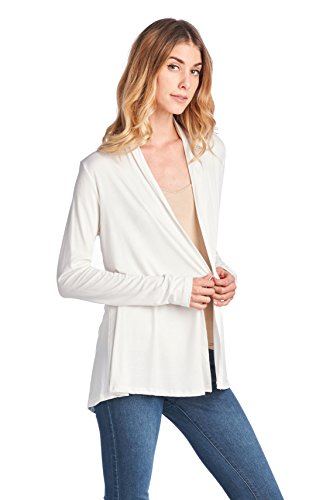 Women Casual Lightweight Soft Bamboo Cardigan Open Front Lounge - Made In Usa (2X-Large, Ivory) #TOP2