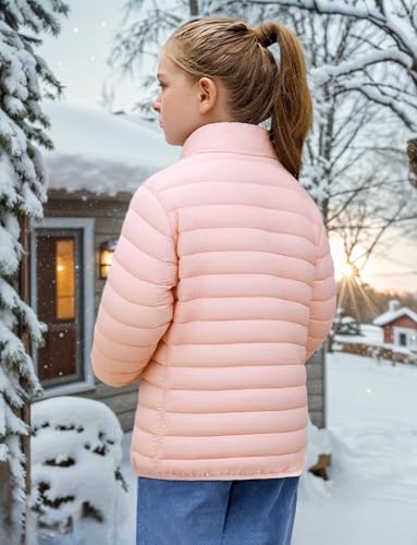 Happy Cherry Kids Boy Girls Packable Lightweight Jacket Stand Collar Quilted Puffer Coat Zip Up Hooded Outerwear 1-12Y2