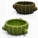 Zhilishu Hamster Food Bowl, 2 Packs Cactus Food & Water Bowls Ceramic Feeding Drinking Bowl Food Dish for Small Animals Gerbil Dwarf Hamster Rat Mice Guinea Pig(Green+Dark Green)