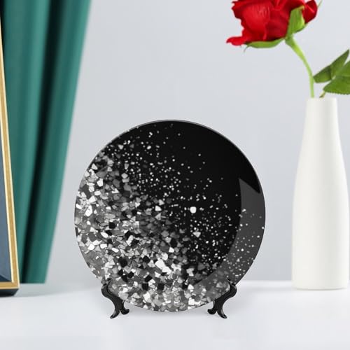 Plato decorativo blanco con glitter y soporte 7 pulgadas miniatura 6