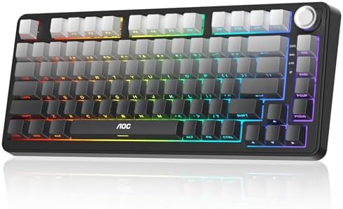 （18:30時点） 【国内正規品】AOC GK330 ゲーミングキーボード ワイヤレス 3WAY接続(BT5.0/2.4G/有線) 81キー75%コンパクト メカニカルキーボード ホットスワップ ガスケット構造 5層消音 スタビライザー PBTキーキャップ 4000mAhバッテリー US配列 サイドプリント 音量調整ノブ付き 1680万色RGB LEDバックライト Mac/Win対応