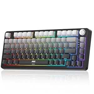 AOC GK330 Gaming Keyboard, Hot Swappable Wireless Mechanical Keyboard Support BT/2.4GHz/USB-C, RGB Backlit, Anti-ghosting, 75% Gasket Custom Keyboard with Five-Layer Padding & Knob for PC Gamer