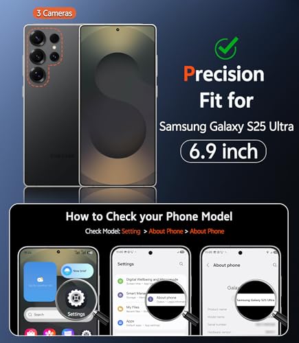 Image of FNTCASE for Samsung Galaxy S25-Ultra Case: Matte Magnetic Phone Cases with Screen Protector Compatible with Magsafe Slim Anti Yellowing Rugged Shockproof Protective Translucent Cell Cover (C-Black)
