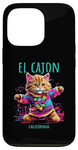 Carcasa para iPhone 13 Pro El Cajon California USA divertido lindo colorido diseño de gato bailando