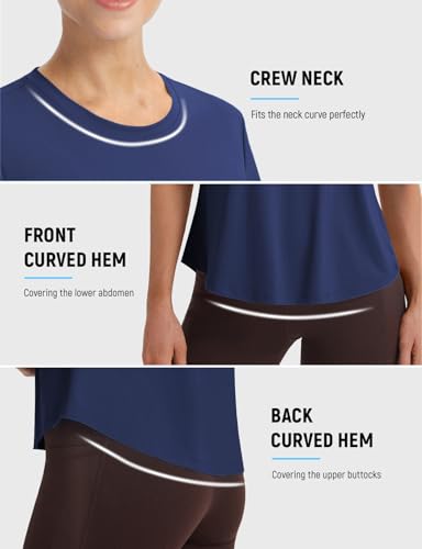 Image of baleaf Women Ice Cooling Running Shirts Quick Dry Short Sleeve Tops | Breathable, Lightweight, Moisture Wicking, Stretchy, Loose Fit, UPF 50+, for Workout, Gym, Athletic, Tennis, Yoga