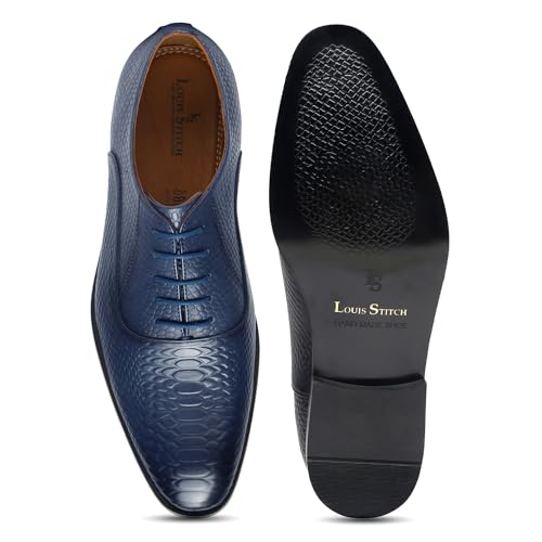 Image of LOUIS STITCH Formal Shoes for Men | Handcrafted Derby in Authentic Italian Leather | Unique Design, Lace-Up for Business (LSEUSNBU-1)