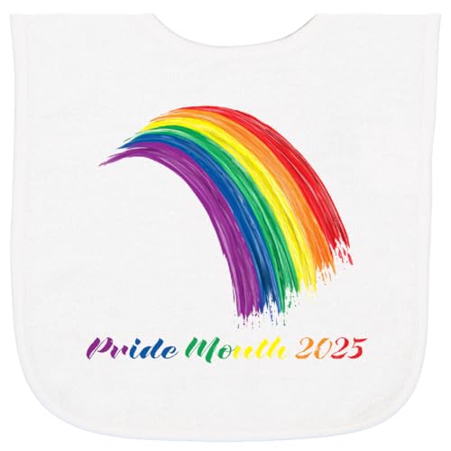 inktastic Pride Month 2025 Pride Rainbow in Oil Brush Paint Baby Terry Cloth Bib