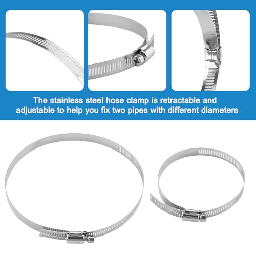 Zosenyer Abluftschlauch Adapter, Reduzierstück 150mm auf 100mm mit 2 Edelstahl Schlauchschellen, Reduzierstück aus ABS, für Rundrohr Adapter für Lüftungssystem, Lüftungskanäle