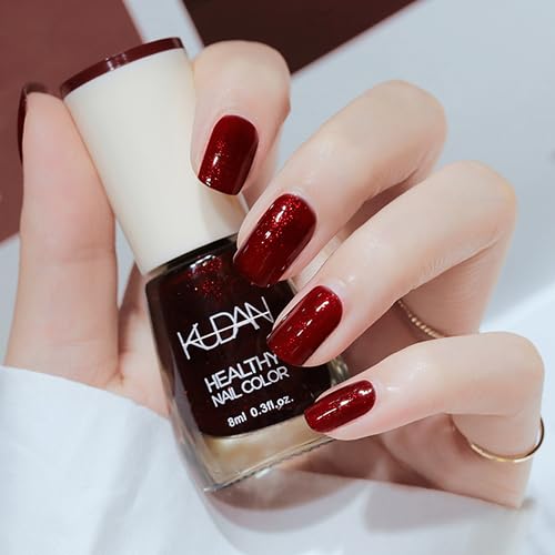 Rot Glitzer Nagellack Schnelltrocknend - Langanhaltender Farblack ohne UV Lampe, Einfach aufzutragen, Glitzernder Dunkelrot Nail Polish für DIY Nageldesign & Maniküre Zuhause DIY Nail Art (Rot)