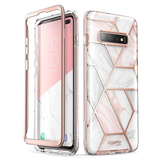 i-Blason Cosmo Series skal för Samsung Galaxy S10 Plus, elegant glitter skyddsskal stötskydd utan inbyggt skärmskydd marmor