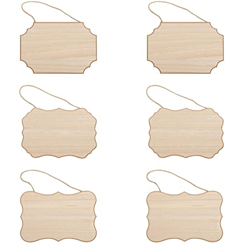 6-Pack Of Unfinished Mdf Hanging Wood Plaques For Crafts With Jute Rope, Blank 9 X 6 Inch Wooden Sign For Diy Painting, Art Projects, Home Decor, 3 Designs, 1/4 Inch Thick #TOP27